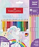 FABER-CASTELL 201543 - Buntstifte Set Einhorn, 24-teilig, bruchsicher, inkl. 6 Sparkle Pastellstifte und Einhorn Sticker