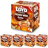 LOYD® Mulled Wine Tee Honig - 4 Box - 4 x (30g 10 Teebeutel) - Glühwein Früchtetee Tea Honey - Tea Aromatisiert Honigtee mit Zimt, Trockenfrüchte, Fruit Tea Cay