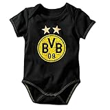 Borussia Dortmund Unisex Baby Bvb-babybody Emblem BVB Babybody, Schwarz, 62/68 EU