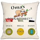 Bommex Lustige Oma Geschenk von Enkelin Enkel Omas Schnarchecke Kissenbezug 18x18 Zoll mit 3 Taschen für Oma Geburtstag Geschenk (Oma)