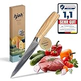 kjøk Premium Allzweckmesser mit Olivenholzgriff Härte 58±2 HRC - hochwertiges kleines Küchenmesser mit scharfer Klinge - scharfes Gemüsemesser Schälmesser - Universalmesser für Fleisch und Gemüse