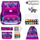 Herlitz Schulranzen Jungen Mädchen Tornister Kinder Ranzen Schultasche Schulmappe Schule leicht mit gefülltem Mäppchen Loop Plus, 8 Teile Set +efk v (Funky Horse 3699 (Pferd))