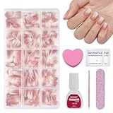 OKAQEE 240 Stück Short Falsche Nägel Tips Set - Kurz Natürliche Künstlich Falsche Nägel zum Aufkleben - Nude Gradient Künstliche Fingernägel für Nail Extensions mit Box (Nude Gradient)