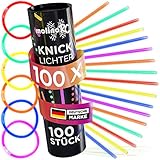 molinoRC 100x Knicklichter Party Set - [EXTRA HELL] - Knicklichter Kinder - 100 Verbinder für Armringe + Figuren - Perfekt für Geburtstag, Party, Festival - Leuchtstäbe, Mitgebsel, Glow Sticks