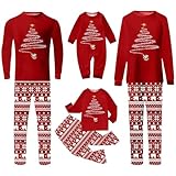 Passende Weihnachtspyjamas für die Familie Passende Pyjamas für die Familie Weihnachtspyjama-Sets Feiertagsnachtwäsche(A490 Red,A08)