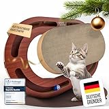 PAWZONE Kratzbrett [Pappe austauschbar] hochwertige XXL Kratzpappe in stabilem MDF - Zubehör für Katzen - Kratzmatte | Katzenzubehör - Kratzmöbel Katze | Cat Scratcher