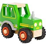 small foot Traktor aus 100% FSC-zertifizierten Holz und mit großen gummierten Reifen, ab 18 Monate, 11078, grün