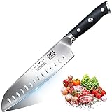 SHAN ZU Kochmesser Küchenmesser, Chefmesser Santoku Deutscher Carbon Edelstahl Scharfe Messerklinge 18cm Ergonomischer Griff Geschenkbox