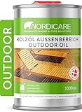 Nordicare Holzöl Außenbereich [1L] für Lärche, Eiche, Teak oder Akazienholz I Holz Öl Außen zum Holzschutz I Holzschutzöl Außen, Teaköl für Gartenmöbel, Holzpflegeöl, Lärchenöl, Bangkirai Öl…