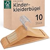 Kinderkleiderbügel FSC® Holz mit Haken 360° Drehbar - 10er Set - Robustes Natur Buchenholz - Perfekte Ordnung für Kinderkleidung