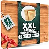 Loco Bird Schneidebrett Holz 45x30x2cm – Großes Holzbrett aus Bambus für die Küche, messerschonender Schneidbrett, Holzschneidebrett mit Saftrille, Cutting Board, Holz Schneidebrett Groß, Küchenbrett