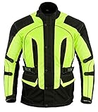 Texpeed Motorradjacke herren mit protektoren - Motorrad Biker Wasserdicht Jacke Mit Rüstung (EN 1621-1) Höhe Sichtbarkeit - Hi Vis Gelb Schwarz - XXL