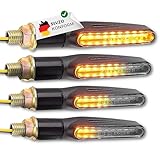 Binego® 4x LED Blinker Motorrad E Geprüft mit Lauflicht LED | Universelle Mini Blinker Moped Zubehör | StVZO konform (4er Set)