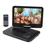 YOOHOO 12,5' Tragbarer DVD Player with 10,5'mit Bildschirm 270° Rotatable HD Rechargeable Battery AC Adapter Supports All-Region, Multi Region,car DVD Players für Kinder(schwarz)