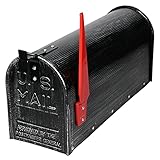 ML-Design U.S. Mailbox mit schwenkbarer rote Fahne, Retro-Schwarz, aus Aluminium, 47,5x16,5x22,5 cm, Briefkasten im Amerikanisches Design, Standbriefkasten Wandbriefkasten Letterbox Postkasten Postbox