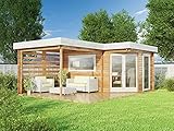 Alpholz 5-Eck Gartenhaus Pepe Optima aus Holz Gartenhaus mit 40 mm Wandstärke Holzhaus Blockbohlenhaus Flachdach