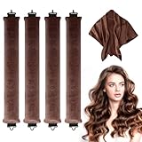 5 Stücke Heatless Hair Curlers Band, Lockenwickler über Nacht, Locken Ohne Hitze, Overnight Blowout Curls Without Heat, Lockenwickler Ohne Hitze für Kurzes Und Langes Haar (Braun)