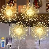 yowin Solar Weihnachtsbeleuchtung Außen 4 x 150 LED Weihnachtsdeko Solarleuchten mit fernbedienung, Feuerwerk Gartenleuchten 8 Modi Pusteblume Solarlampen für Balkon Blumenkasten Deko