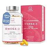 Omega 3 Kapseln Hochdosiert 2000mg Omega 3 Öl 1000mg EPA + 500mg DHA pro Tagesdosis (2 Premium Omega 3 Fischöl Kapseln) - Omega-3-Fettsäuren Kapseln - 120 Kapseln Fischöl Omega 3 Hochdosiert 60 Tage