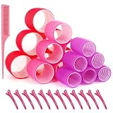 Lockenwickler, Locken ohne hitze, 33PCS Selbsthaftend Locken Set Groß für Langes, Mittleres, kurzes Haar, mit 18 Lockenwickler in 3 Größen, 12 Clips, 1 Kamm und 1 Aufbewahrungstasche Haarschonend