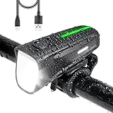 LED Fahrradlicht Vorne 100 LUX, Fahrradbeleuchtung stvzo zugelassen, Fahrradlampe USB Aufladbar mit Batterie Aufforderung schwach und 3 Leuchtmodi, IPX5 Blendfreies Design, Schwarz