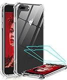 LeYi für iPhone 7 Plus/8 Plus Hülle iPhone 6s Plus/6 Plus Handyhülle mit Panzerglas Schutzfolie(2 Stück),Transparent Cover Hard PC Schutzhülle Handy Hüllen für Case iPhone 7/8/6/6S Plus Crystal Clear