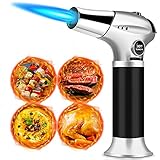 Küchenbrenner, Flambierbrenner, Blowtorch kitchen Burner mit Sicherheitsschloss Refillable Butane Gasbrenner für Home Crème Brulée, Desserts, Gebäck, Camping, BBQ, Kochen(Butane Not Included)