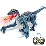 HANDSONIC Ferngesteuerter Dinosaurier Spielzeug, RC Dino für Kinder ab 4, 5, 6, 7, 8 Jahre, Mini Velociraptor Spielzeug mit Fernbedienung, Licht, Gehen, Brüllen, Geschenke für Jungen und Mädchen