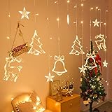 Evedaily Weihnachten Vorhang Licht, 3,5M Lichtervorhang 120LED Weihnachtsbeleuchtung USB 8 Modi LED Weihnachtsdeko Lichterkette für Fenster Hochzeit Patry Garten Balkon - Warmweiß