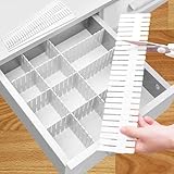 GIAK 16 Stück Schubladenteiler Schubladeneinteiler Schubladentrenner Verstellbar Schubladen Ordnungssystem Weiß Trennwände, verstellbar Für Schrank Unterwäsche Socken DIY Schreibtisch Organizer