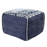 LR Home Simple Southwestern Traditioneller Tribal Pouf Ottomane, Blau/Weiß