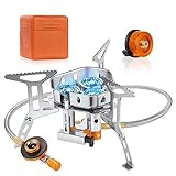 Adiwo Campingkocher 6800 W, Gaskocher mit Piezozündung und Tragebox Gas Camping Kocher Tragbar Gasbrenner Winddichter Camping Camping Gas Stove für Outdoor Picknick Trekking Wandern