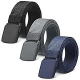 Apricitie 3 Stück Arbeitsgürtel Herren Damen Nylon Verstellbarer Gürtel Nylon Canvas Belt Keine Metallschnalle Gürtel Herren Schneller Pass Durch die Flughafensicherheit