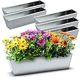 BigDean 6er Set Zink Paletten Blumenkästen - Einsatz 38cm groß Silber - aus Metall verzinkt - Zinkkasten Pflanzkasten Balkonkasten Blumentopf für Europaletten