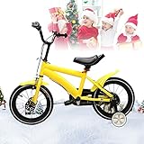 14 Zoll Kinderfahrrad Stützräder Höhenverstellbar Unisex Fahrrad mit Abnehmbare Stützrädern Baby Jungen Mädchen Fahrrad Spielzeug Geschenke (Gelb)