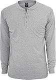 Urban Classics Herren Basic Henley L/S Tee Sweatshirt, Grey, L