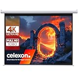 celexon Basic Motor-Leinwand 100' | 200x150 cm 4:3 | elektrische Full-HD 4K Beamer-Leinwand für Heimkino oder Büro-Präsentationen | geeigent zur Deckenmontage oder Wandmontage | inkl. Fernbedienung