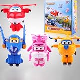 4PCS Mini Transforming Toys Verwandelndes Flugzeug Klein Transformierender Roboter Spielzeugset Für Kinder Verwandelnde Spielzeug-Geschenkbox Jett Jerome Dizzy Donnie