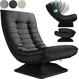 Casaria® Bodenstuhl verstellbare Rückenlehne 360° Drehbar Klappbar 150kg Belastbarkeit 60x105x87cm Gepolstert Wohnzimmer Gaming Relax Boden Sessel Schwarz