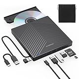 ORIGBELIE Externes DVD Laufwerk USB 3.0 Typ C, CD DVD +/-RW Brenner mit USB Anschlüssen und SD/TF Kartenleser, Externes CD Laufwerk für Laptop Desktop MacBook Windows 11/10/8/7/XP/Vista Linux Mac