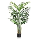 Dremisland Kunstpflanzen Groß Areca Kunstpalme 160cm Künstliche Areca Palme Pflanzen 15 Zweige im Topf Tropical Hawaii Grün Fake Plant Dekopflanzen für Schlafzimmer Büro Garten Hochzeit Party Decor