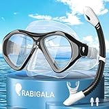 Rabigala Schnorchelset Erwachsene, Schnorcheln Set mit Taucherbrille und Dry Schnorchel, Anti-Leck & Anti-Nebel Taucherbrille Erwachsene aus Gehärtetem Glas für Schnorcheln, Schwimmen und Tauchen