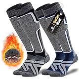 Cirorld 2 Paar Skisocken aus Merinowolle für Damen Herren, Wärmende Wolle Thermosocken Dicke Wintersocken für Kaltes Wetter, Schnee, Skifahren, Snowboarden, Jagen, Wandern