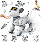 VATOS Roboter Hund Kinder Ferngesteuerter Spielzeug - Interaktiver Anfassen und Folgen Roboterhund mit 17 Funktionen, programmierbarer Tanz Musik RC Hund Roboter Spielzeug für Mädchen 3-12 Jahren