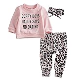 Geagodelia 3tlg Babykleidung Set Baby Mädchen Kleidung Outfit T-Shirt Top/Body + Hose/Shorts Neugeborene Kleinkinder Weiche Babyset 0-4 Jahre (0-6 Monate, Hosen & Top Sets - Pink)