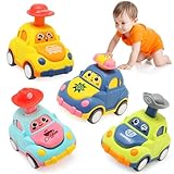 BelleStyle Auto Spielzeug ab 1 Jahr, 4 Stück Press and Go Spielzeugautos für Kleinkinder ab 1 2 3 Jahr, Baby Auto Rennwagen Kinderspielzeug Geschenk für Kinder Jungen Mädchen 12 18 Monaten