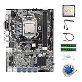 RUSWEST 8 Karten GPU USB B75 BTC Miner Motherboard+CPU+2X4G DDR3 RAM+LüFter+Thermal Grease+SATA Kabel+Switch Kabel LGA1155 DDR3 MSATA