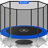 KESSER® Trampolin Ø 305 cm | TÜV SÜD GS Zertifiziert | Komplettset mit Sicherheitsnetz, Leiter, Randabdeckung & Zubehör | Kindertrampolin Gartentrampolin Belastbarkeit 150 kg, Blau