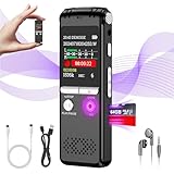 64GB Digital Voice Recorder, 1536Kbps One-Touch Recording Diktiergerät Aufnahmegerä mit Playback, Geräuschunterdrückung Audioaufnahmegerät für Vortrag/Interviews/Klassen/Meeting - ZIPICIDE