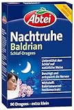 Abtei Nachtruhe Baldrian Schlaf-Dragees N - pflanzliches Arzneimittel für erholsamen und gesunden Schlaf sowie bei nervlicher Belastung - ohne Gewöhnungseffekt - 1 x 90 Dragees